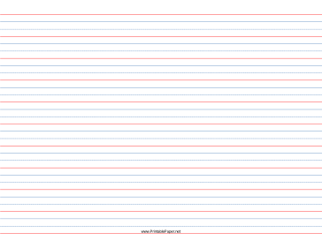 Printable 1/2 Rule, 1/4 Dotted, 1/4 Skip Handwriting Paper in Landscape Orientation