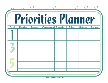 1-3-5 Weekly Planner