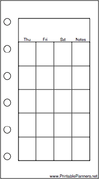 Mini Organizer Monthly Planner-Month On Two Pages - Right (portrait)