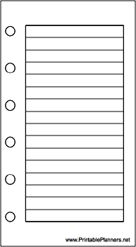 Mini Organizer Lined Note Page - Right (portrait)