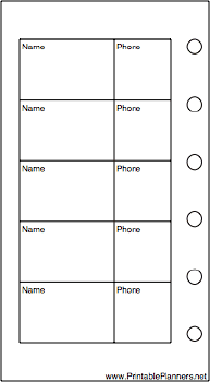 Mini Organizer Phone List (2-column) - Left