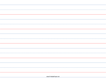 Printable 1 Rule, 1/2 Dotted, 1/2 Skip Handwriting Paper in Landscape Orientation