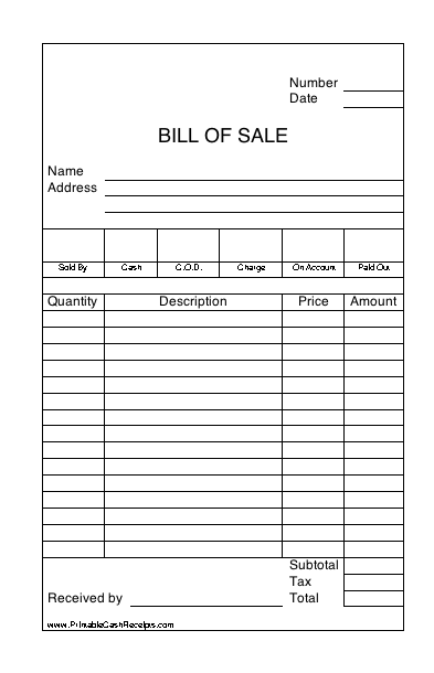 Printable Cash Receipt (2 per page)