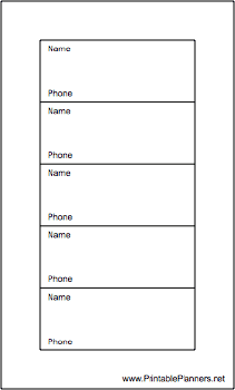 Hipster Organizer Phone List (1-column)