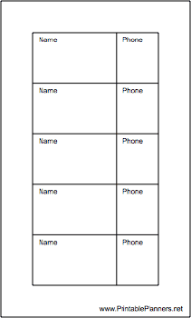 Hipster Organizer Phone List (2-column)