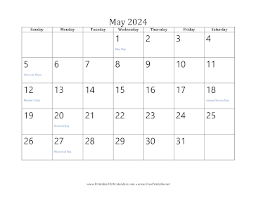 Printable May 2024 Calendar