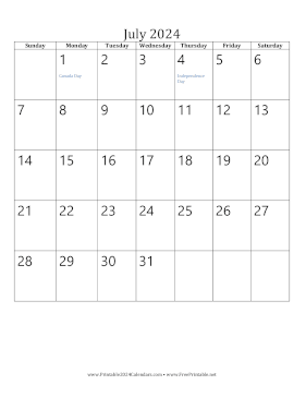 Printable July 2024 Calendar (vertical)