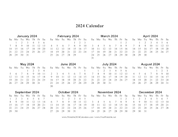 Printable 2024 Calendar One Page Large Horizontal