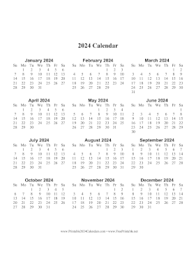 Printable 2024 Calendar One Page Large Vertical