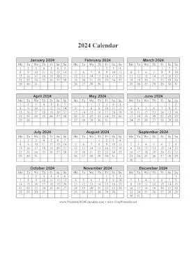 Printable 2024 Calendar One Page Vertical Monday Start