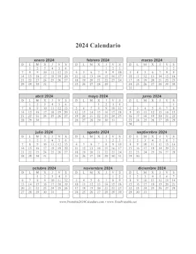 Printable 2024 Calendario en Una Pagina Vertical