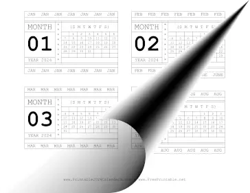 Printable 2024 Horizontal Scrapbook Calendar Cards