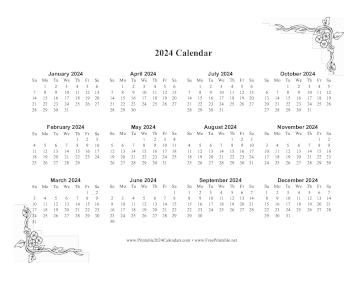 Printable 2024 One Page Calendar With Flowers