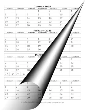 Printable 2025 Calendar Four Months Per Page