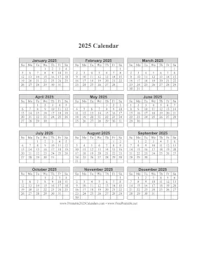 Printable 2025 Calendar One Page Vertical Grid