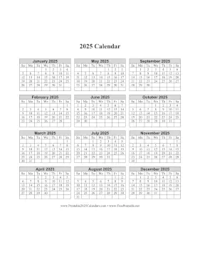 Printable 2025 Calendar One Page Vertical Grid Descending