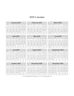 Printable 2025 Calendar One Page Vertical Monday Start