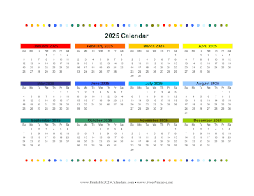 Printable 2025 Colorful Calendar