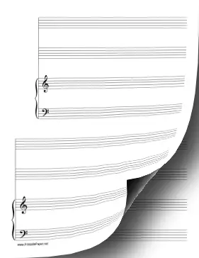 Printable 2 Systems of 2 Staves and Piano Music Paper