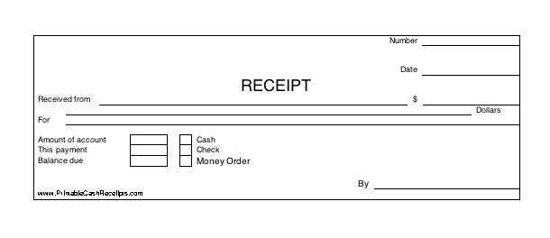 Printable Cash Receipt