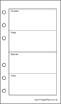 Pocket Organizer Weekly Planner-Week On Two Pages - Right (portrat)