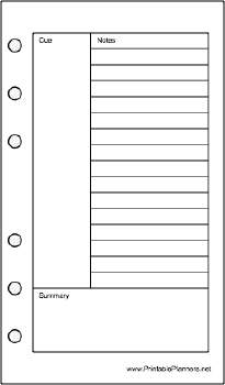 Pocket Organizer Cornell Note Page - Right