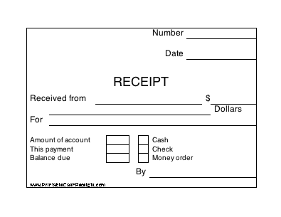 Printable Cash Receipt