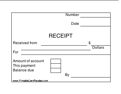 Printable Cash Receipt