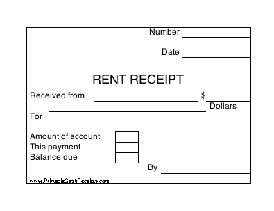 Blank Rent Receipt (4 per page)