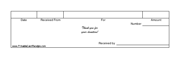 Blank Donation Receipt (4 per page)