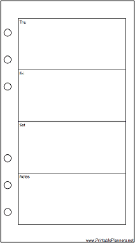 Personal Organizer Weekly Planner-Week On Two Pages - Right (portrat)