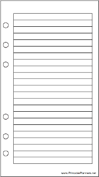 Personal Organizer Lined Note Page - Right (portrait)