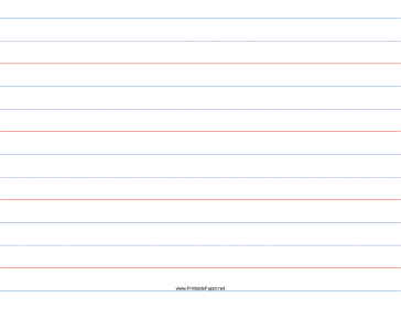 Printable 1 1/4 Rule, 5/8 Dotted, 5/8 Skip Handwriting Paper in Landscape Orientation