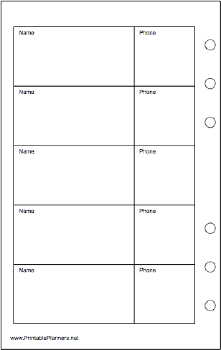 Travel Organizer Phone List (2-column) - Left