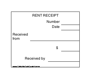 Printable Receipt - Rent (6 per page)