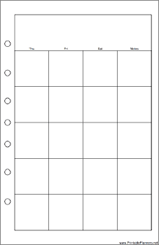 Desktop Organizer Monthly Planner-Month On Two Pages - Right (portrait)