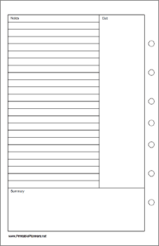 Desktop Organizer Cornell Note Page - Left