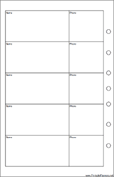 Desktop Organizer Phone List (2-column) - Left