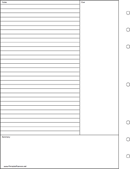 Executive Organizer Cornell Note Page - Left