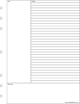 Executive Organizer Cornell Note Page - Right