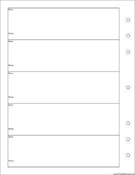 Executive Organizer Phone List (1-column) - Left