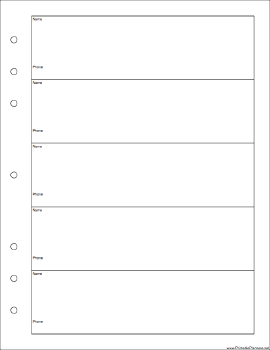 Executive Organizer Phone List (1-column) - Right