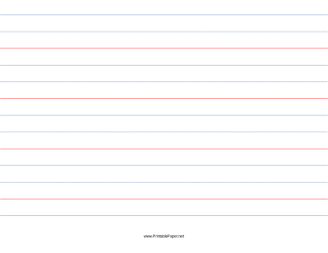 Printable 1 1/8 Rule, 9/16 Dotted, 9/16 Skip Handwriting Paper in Landscape Orientation