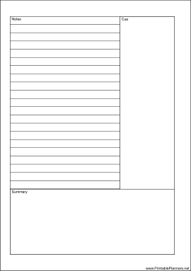 A5 Organizer Cornell Note Page - Left