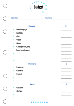 A5 Planner Budget