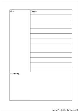 A6 Organizer Cornell Note Page - Right