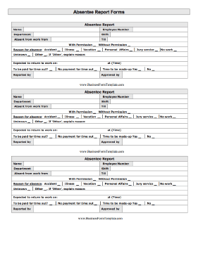 Absentee Report Form