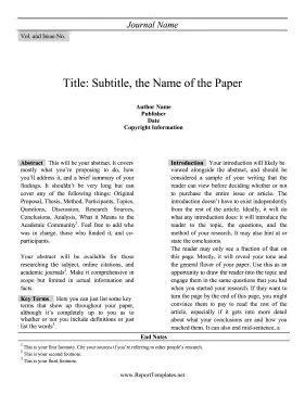 Academic Abstract Template