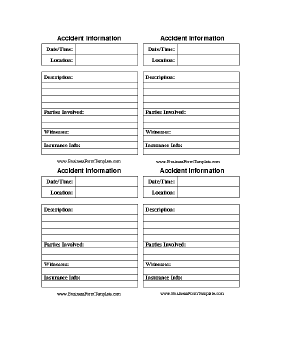 Accident Claim Worksheet