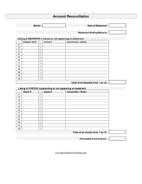 Account Reconciliation Form